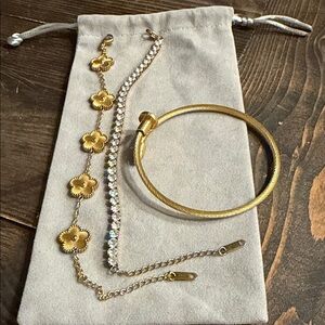Gold and Silver Floral Bracelet Set